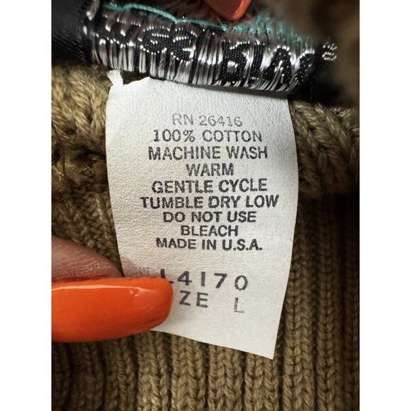 VTG Womens Tan Cable Knit Turtleneck Sweater L Coastal Grandma Preppy Fisherman - Picture 4 of 6